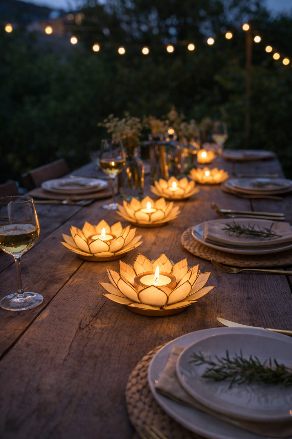 Lotus Candle Holder | Handmade Capiz Candle Holder
