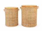 Round Buri Hamper with Cover and Handle | Handmade Buri Baskets