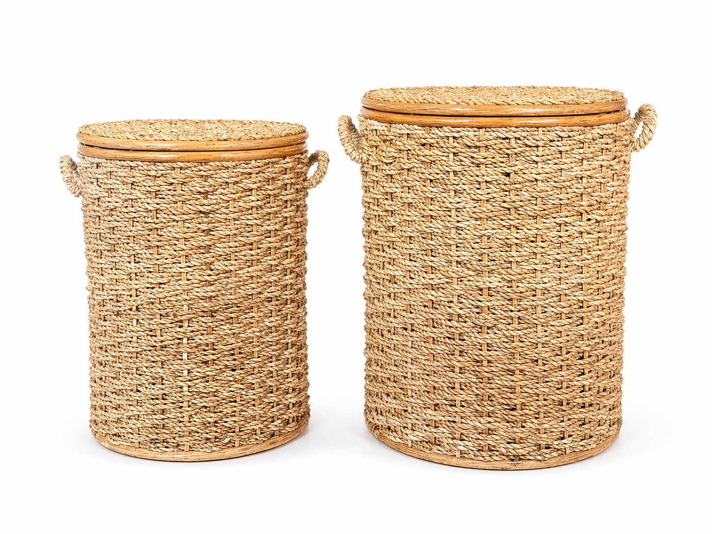 Round Buri Hamper with Cover and Handle | Handmade Buri Baskets