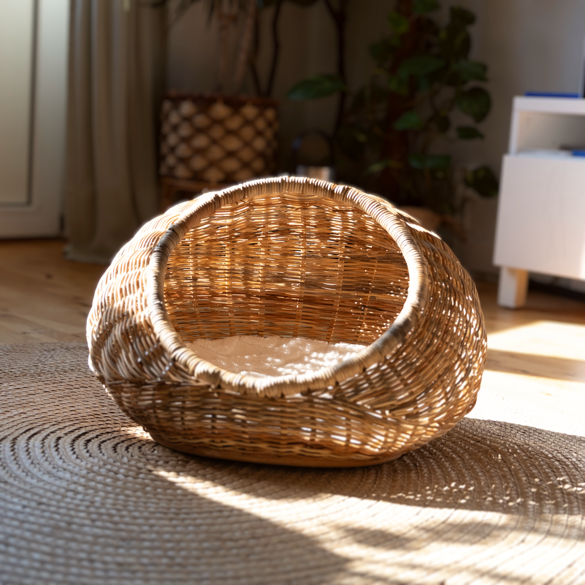 Natural Rattan Pet Bed | Handcrafted Rattan/Buri Pet Bed