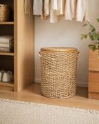 Round Buri Hamper with Cover and Handle | Handmade Buri Baskets