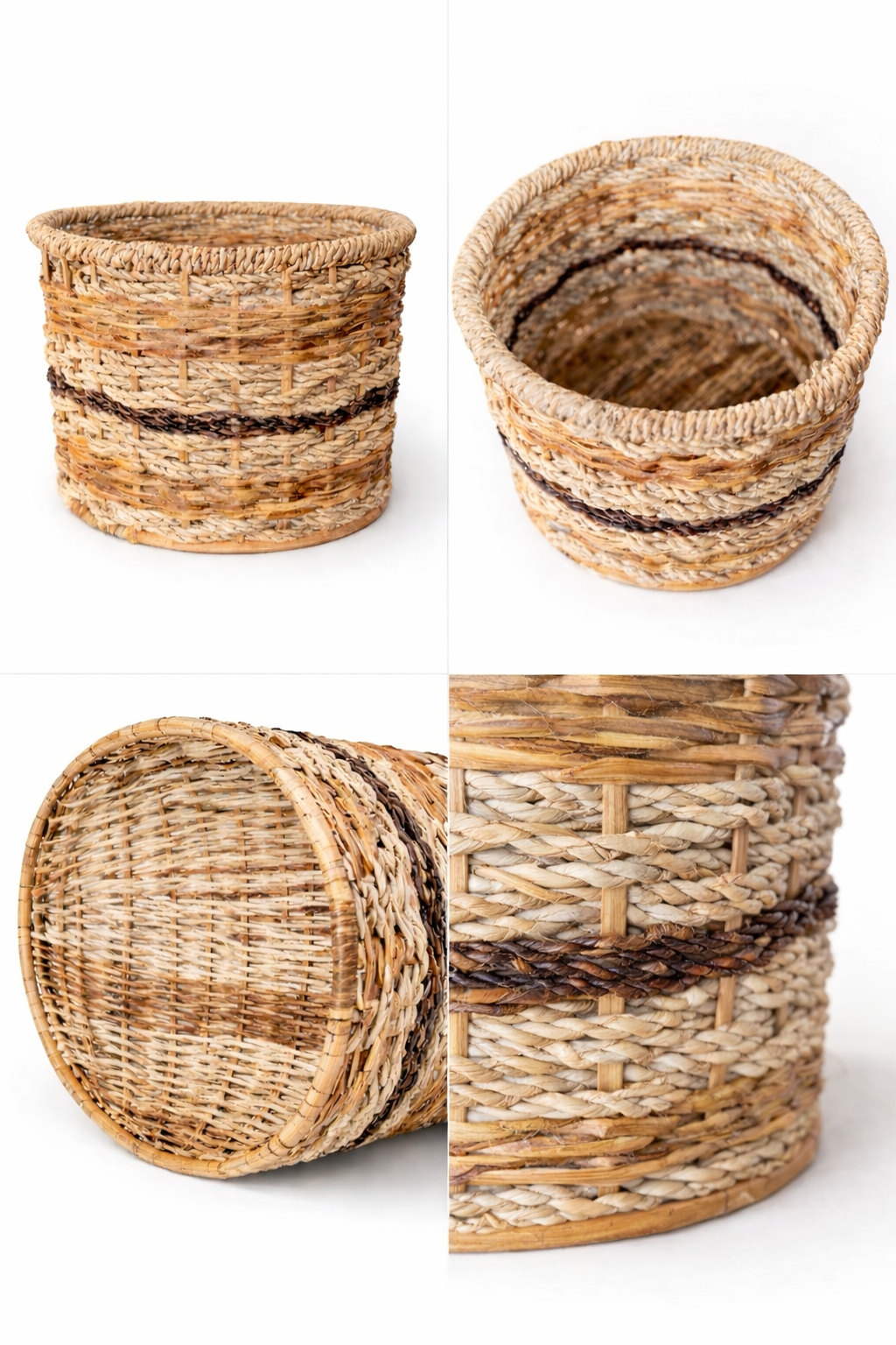 Multitone Round Planters | Set of Three (3) - Handcrafted Buri Planters