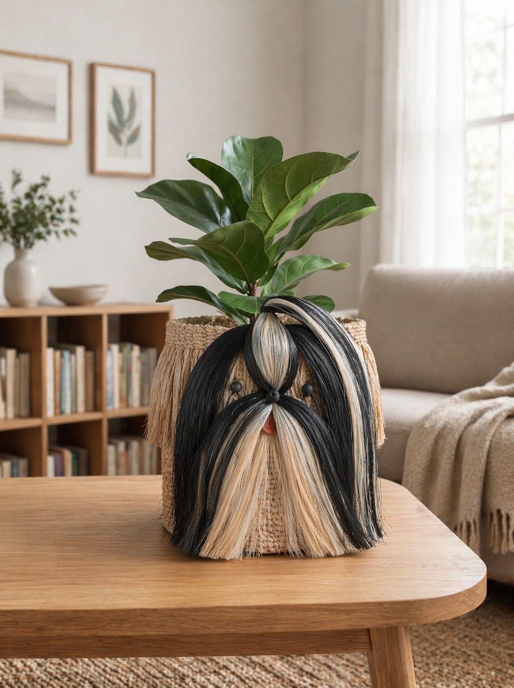 Black Shih Tzu Planter | Handmade Abaca Planters