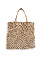 Mila | Natural Macramé Tote with Diamond Pattern | Handwoven Abaca Bag