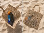 Mila | Natural Macramé Tote with Diamond Pattern | Handwoven Abaca Bag