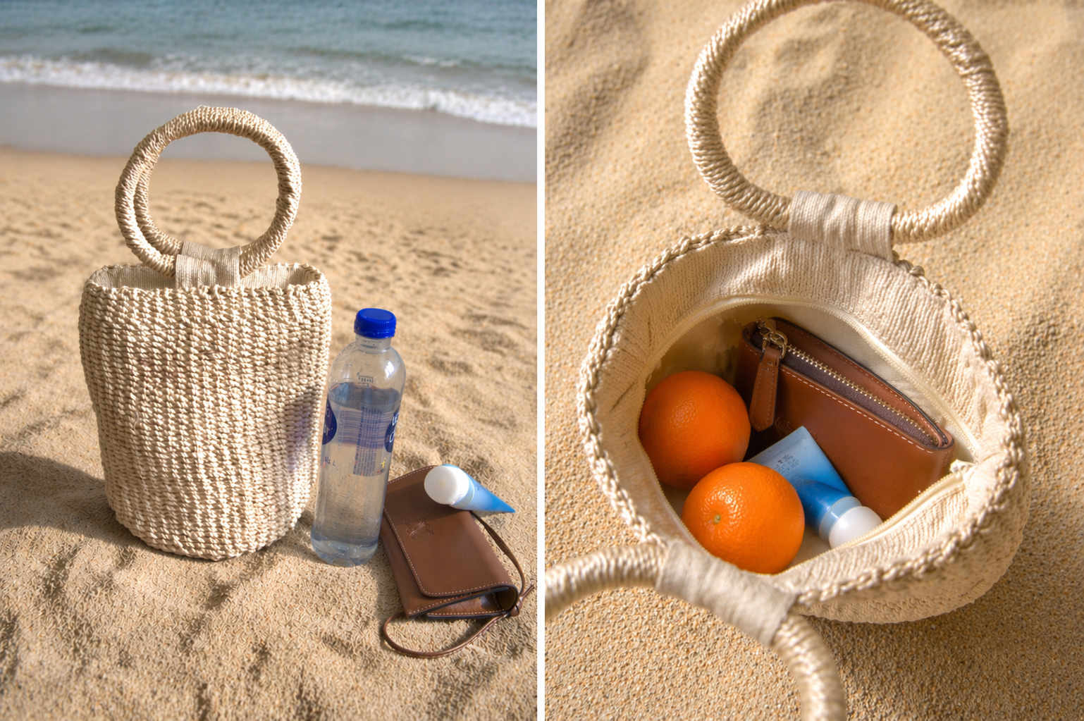 Agnes | Woven Bucket Bag with Ring Handle | Handcrafted Abaca Bag