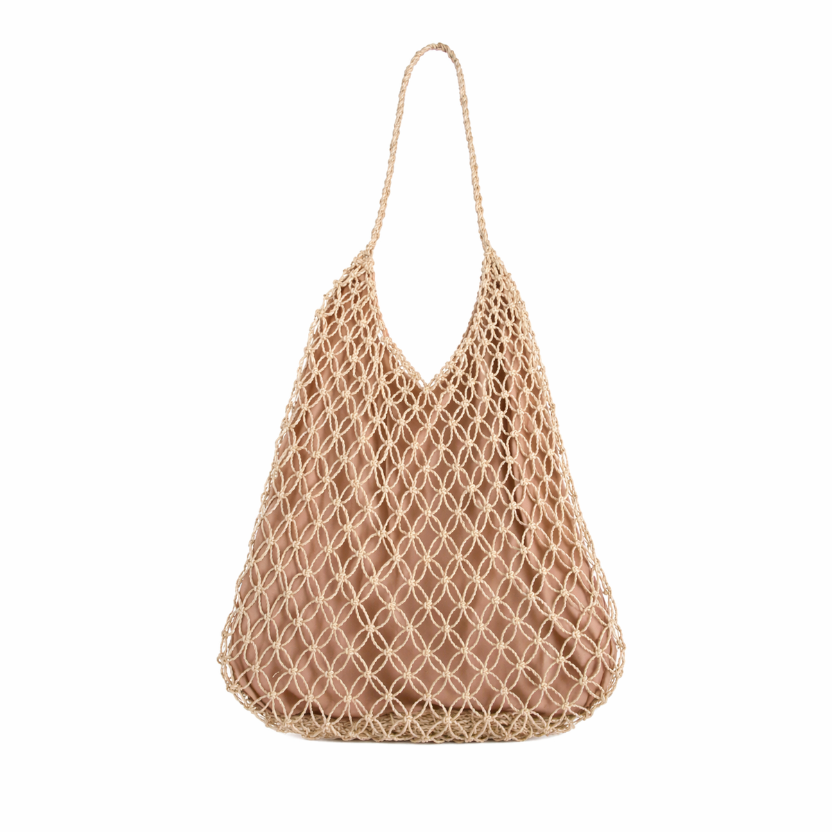 Mila | Natural Macramé Tote with Inner Lining | Handwoven Abaca Bag