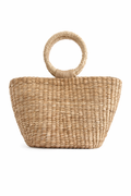 Ludy | Natural Woven Handbag with Ring Handle | Handwoven Buri Bag