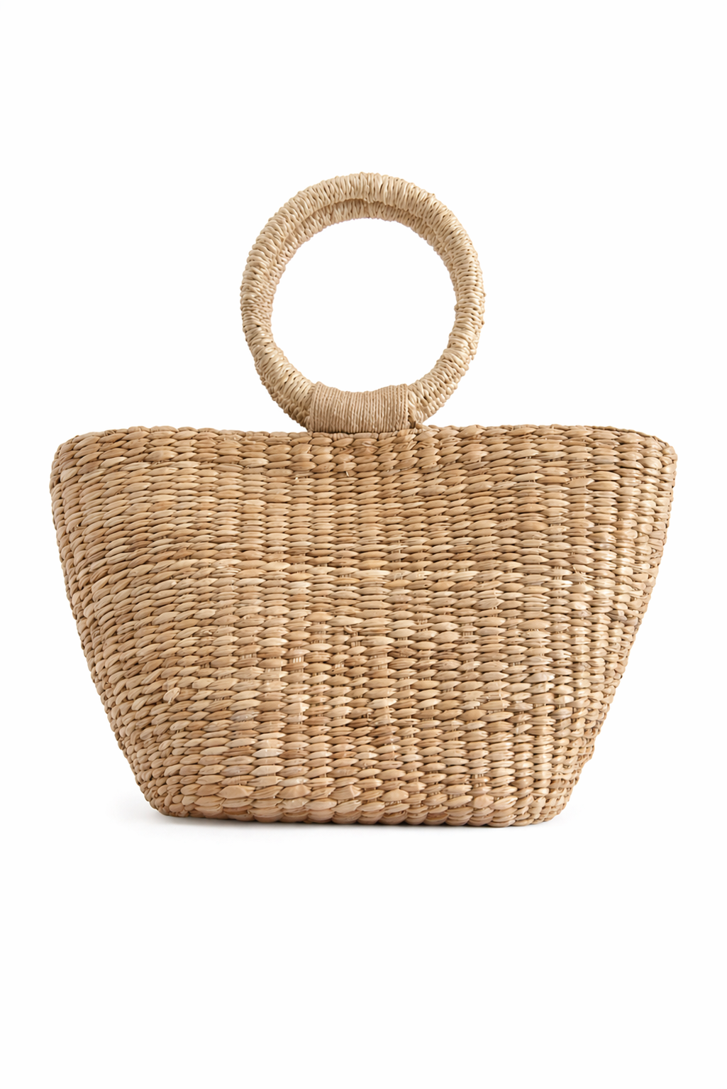 Ludy | Natural Woven Handbag with Ring Handle | Handwoven Buri Bag
