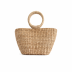 Ludy | Natural Woven Handbag with Ring Handle | Handwoven Buri Bag