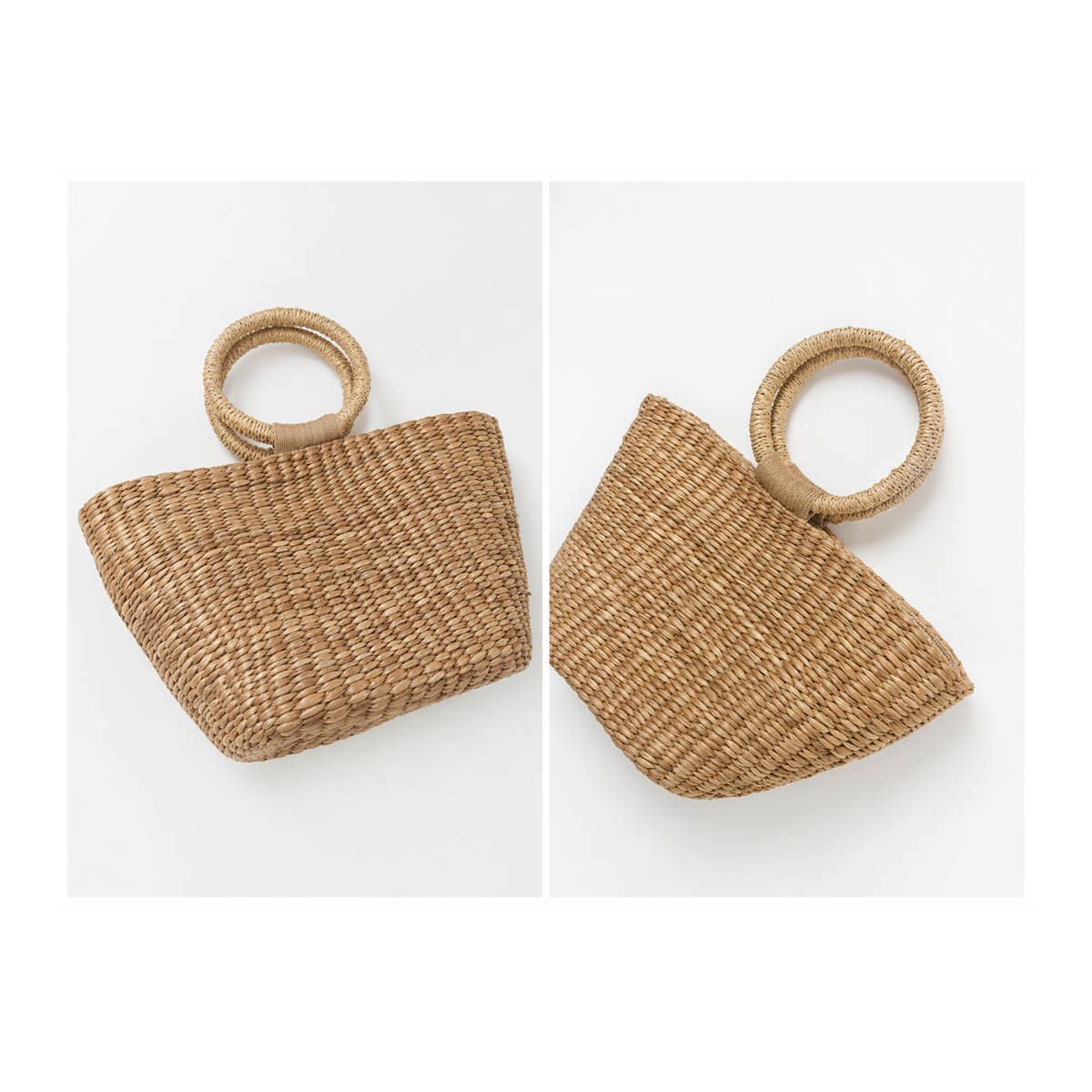 Ludy | Natural Woven Handbag with Ring Handle | Handwoven Buri Bag