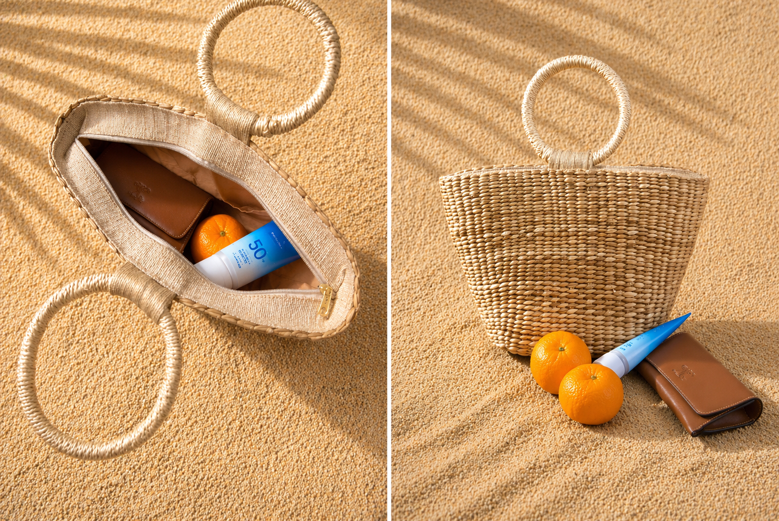 Ludy | Natural Woven Handbag with Ring Handle | Handwoven Buri Bag