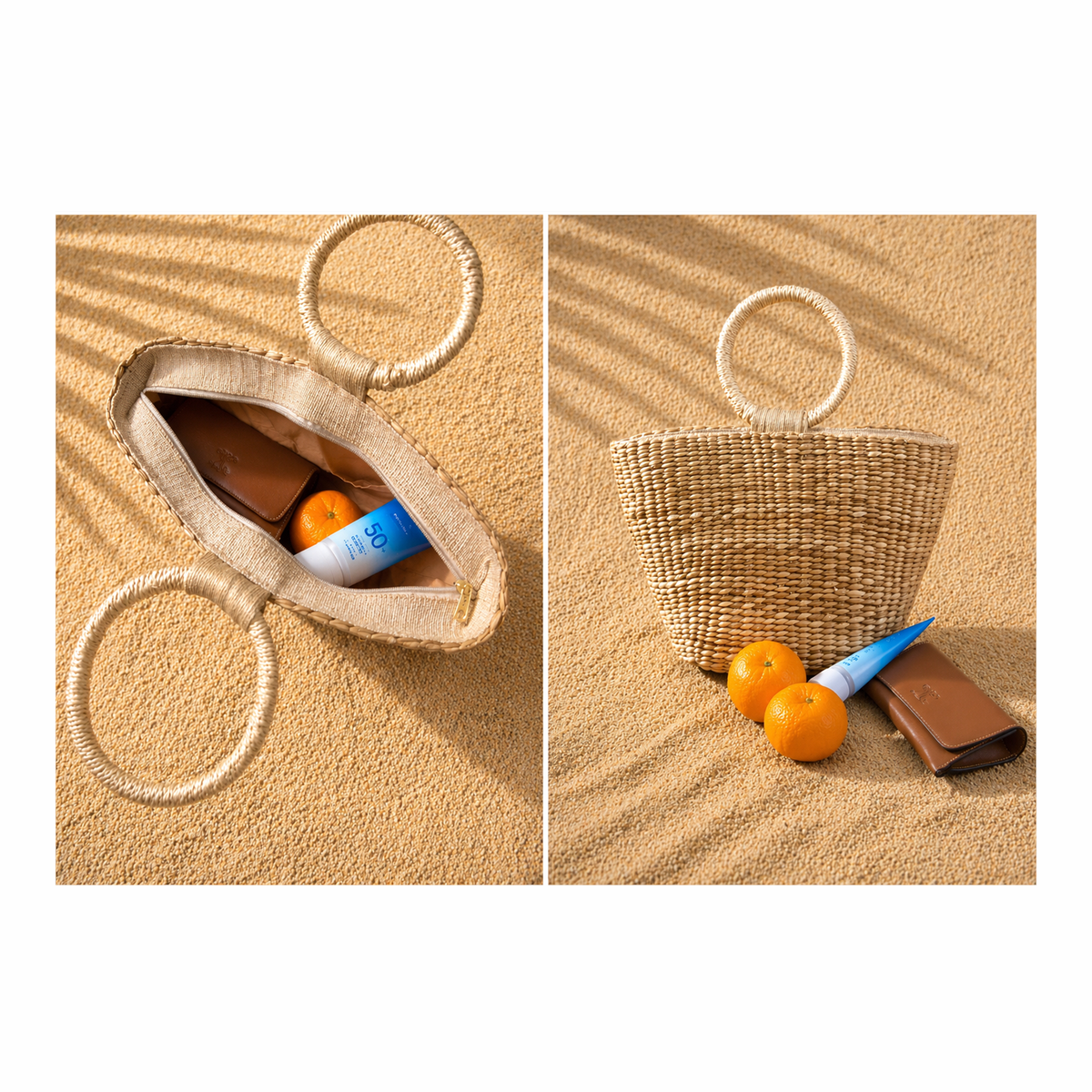 Ludy | Natural Woven Handbag with Ring Handle | Handwoven Buri Bag