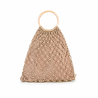 Mila | Natural Macramé Tote with Ring Handle and Inner Lining | Handwoven Abaca Bag