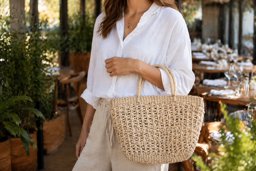Fem | Natural Woven Tote Large | Handwoven Abaca Bag