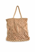 Mila | Natural Macramé Tote with Patterns and Inner Lining| Handwoven Abaca Bag