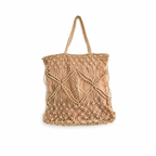 Mila | Natural Macramé Tote with Patterns and Inner Lining| Handwoven Abaca Bag