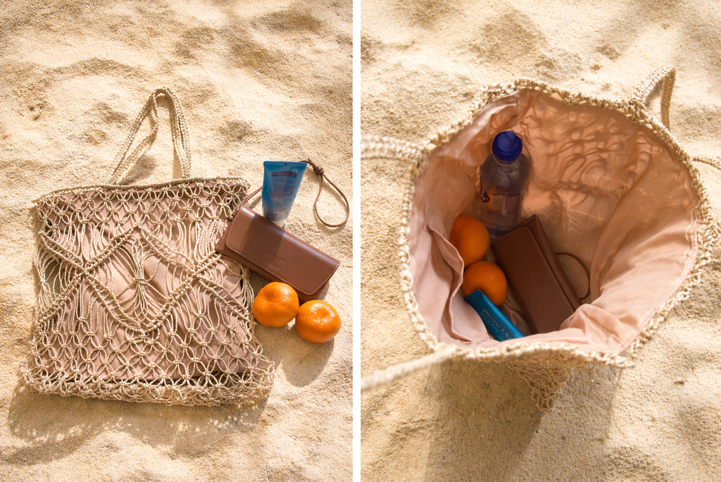 Mila | Natural Macramé Tote with Patterns and Inner Lining| Handwoven Abaca Bag