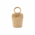 Agnes | Woven Bucket Bag with Ring Handle and Flowers | Handcrafted Abaca Bag