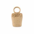 Agnes | Woven Bucket Bag with Ring Handle and Flowers | Handcrafted Abaca Bag