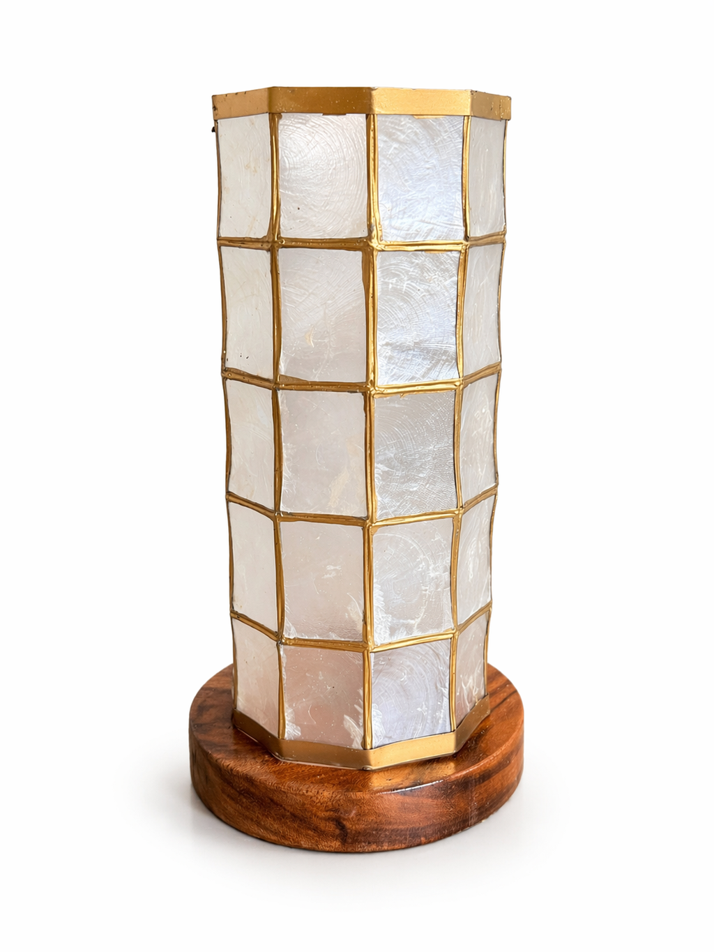 Cylindrical Tower Decorative Base | Handcrafted Capiz Table Decor