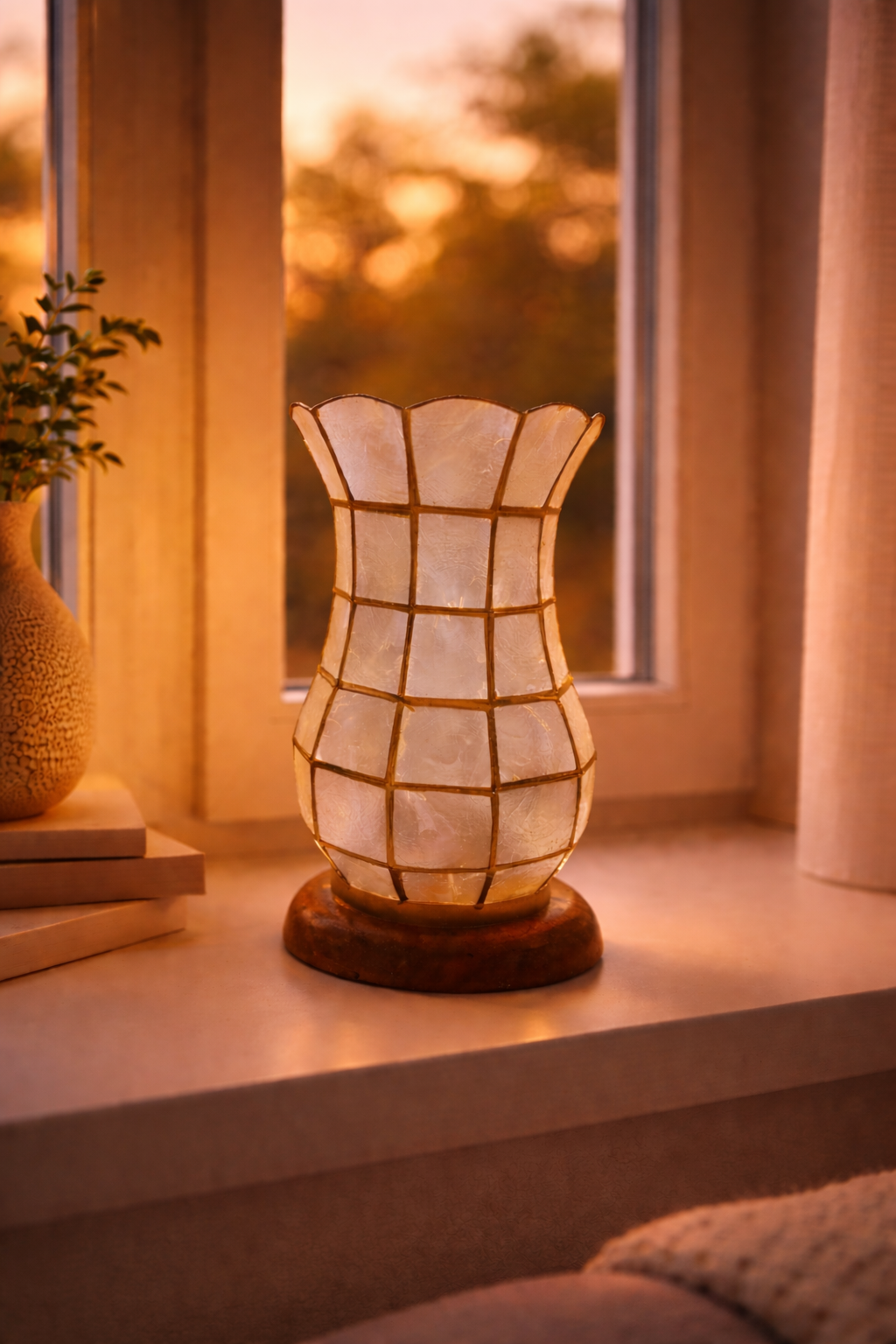 Vase Decorative Base | Handcrafted Capiz Table Decor