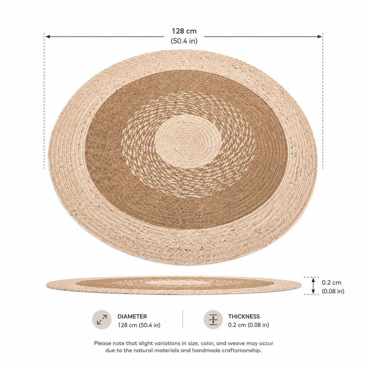Multi-Tone Round Rug  | Handwoven Pandan Rug