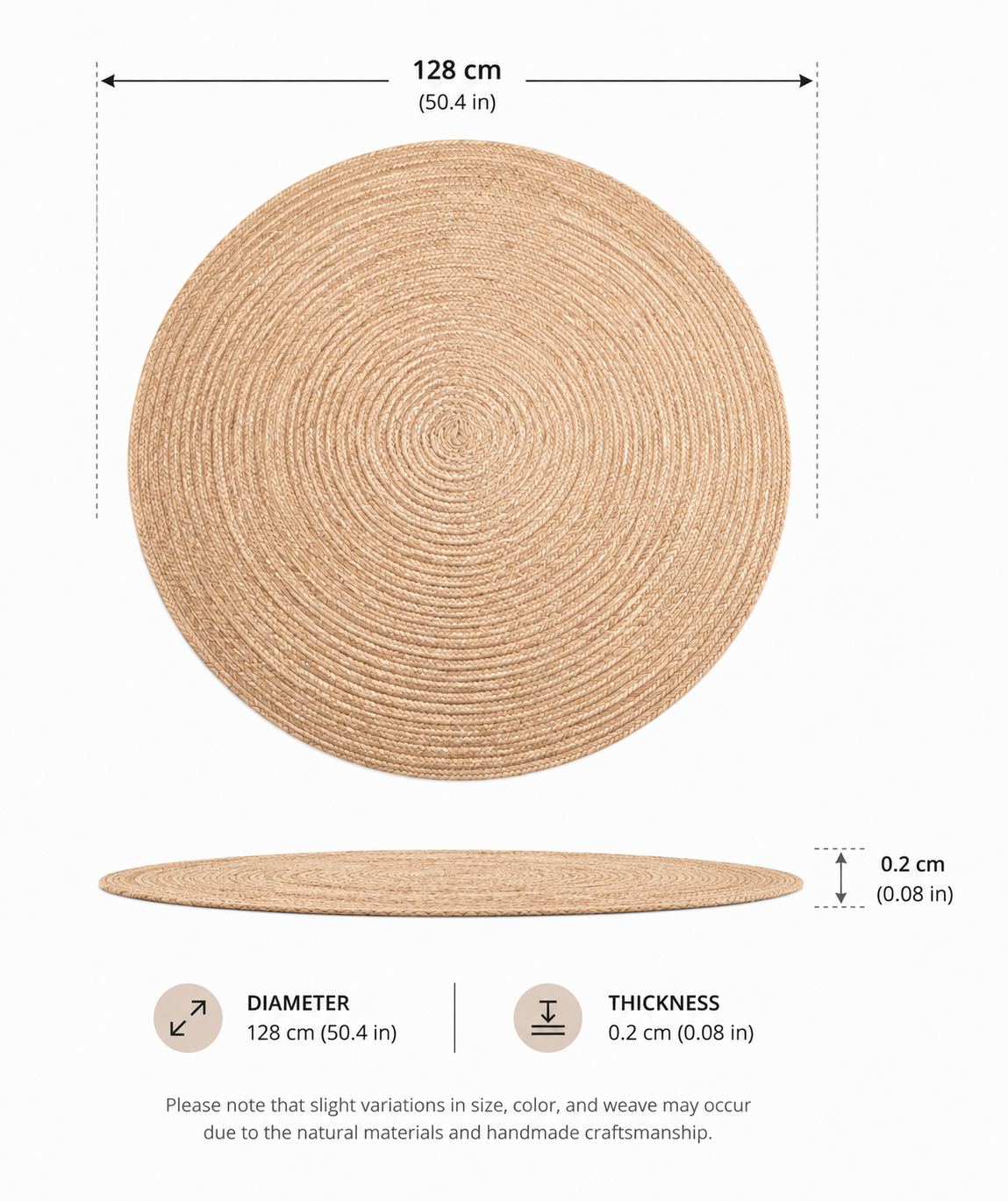 Natural Round Rug  | Handwoven Pandan Rug