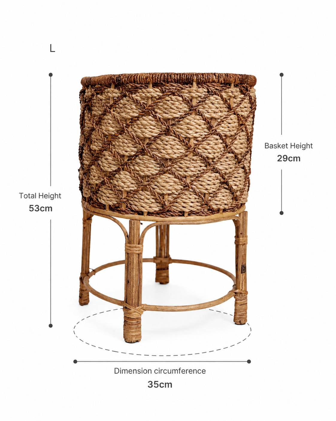 Weaved Round Planters with Stand | Set of Three (3) | Handcrafted Buri Planters