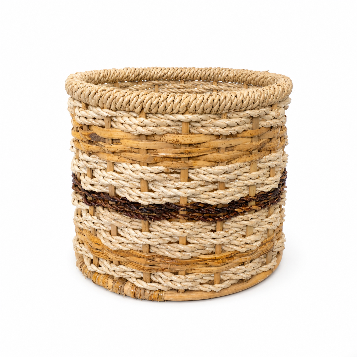 Multitone Round Planters | Set of Three (3) l Handcrafted Buri Planters