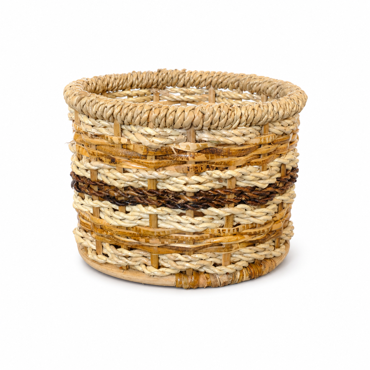 Multitone Round Planters | Set of Three (3) l Handcrafted Buri Planters