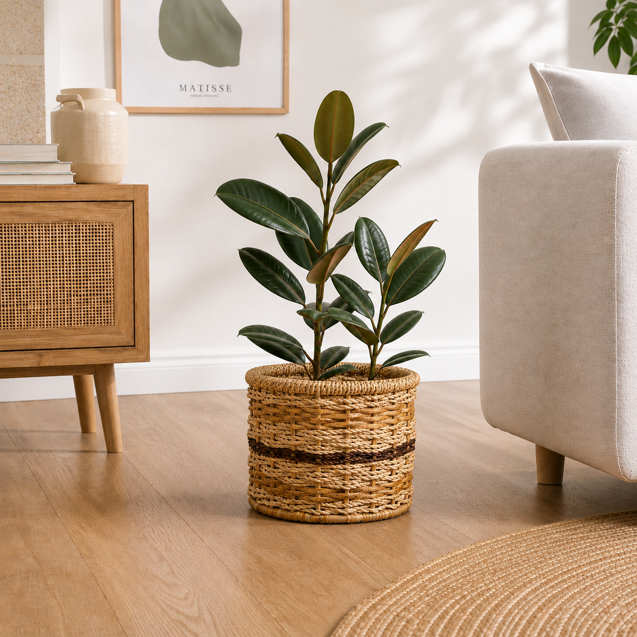 Multitone Round Planters | Set of Three (3) l Handcrafted Buri Planters