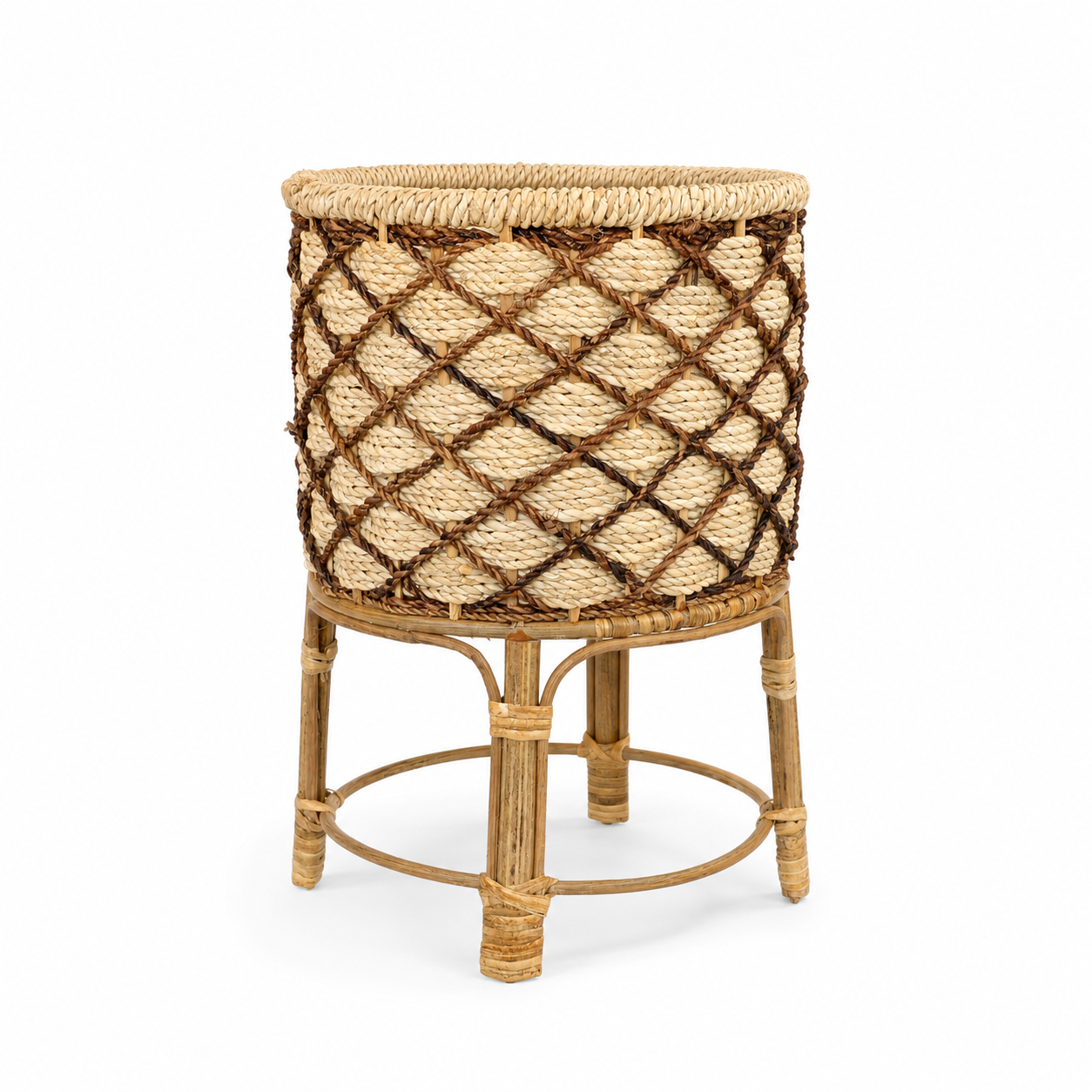 Weaved Round Planters with Stand | Set of Three (3) | Handcrafted Buri Planters