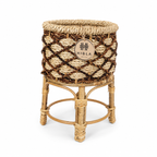 Weaved Round Planters with Stand | Set of Three (3) | Handcrafted Buri Planters