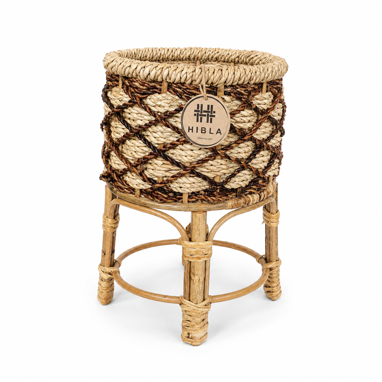 Weaved Round Planters with Stand | Set of Three (3) | Handcrafted Buri Planters