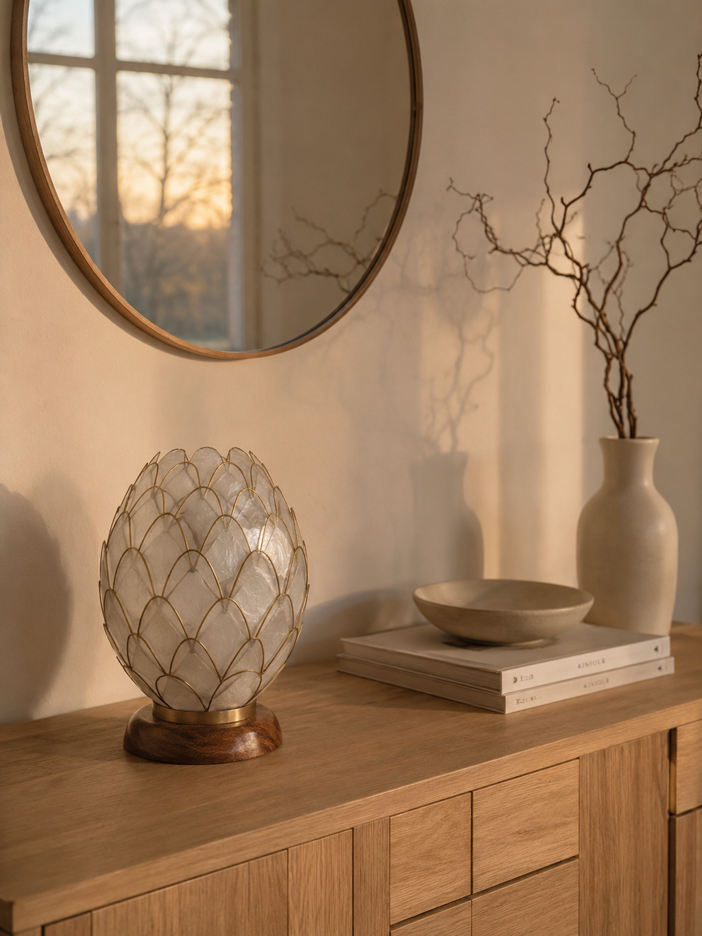 Dragon Egg Decorative Base | Handcrafted Capiz Table Decor