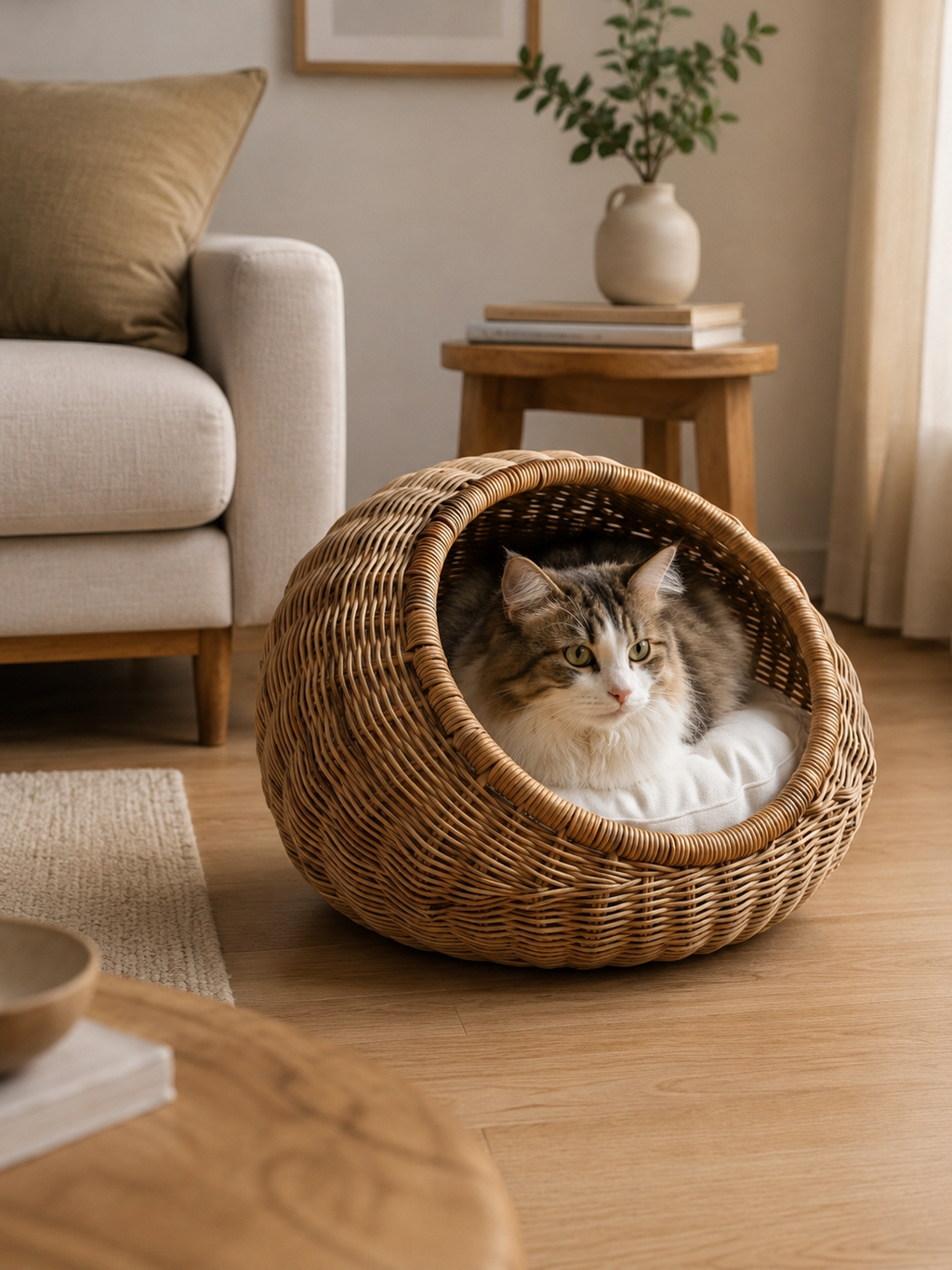 Natural Rattan Pet Bed | Handcrafted Rattan/Buri Pet Bed
