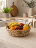 Natural Round Tray with Handle - Set of Three 3 | Handcrafted Buri Baskets