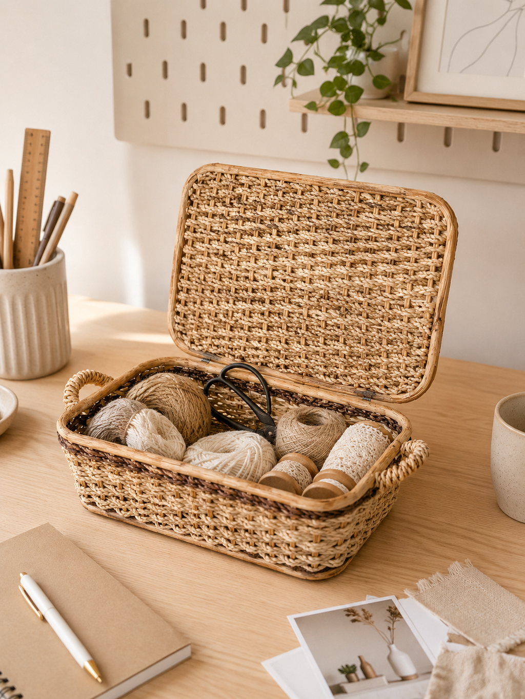 Natural Bread Tray with Handle |  Set of Two (2) - Handcrafted Buri Baskets