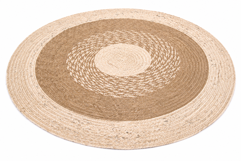 Multi-Tone Round Rug  | Handwoven Pandan Rug