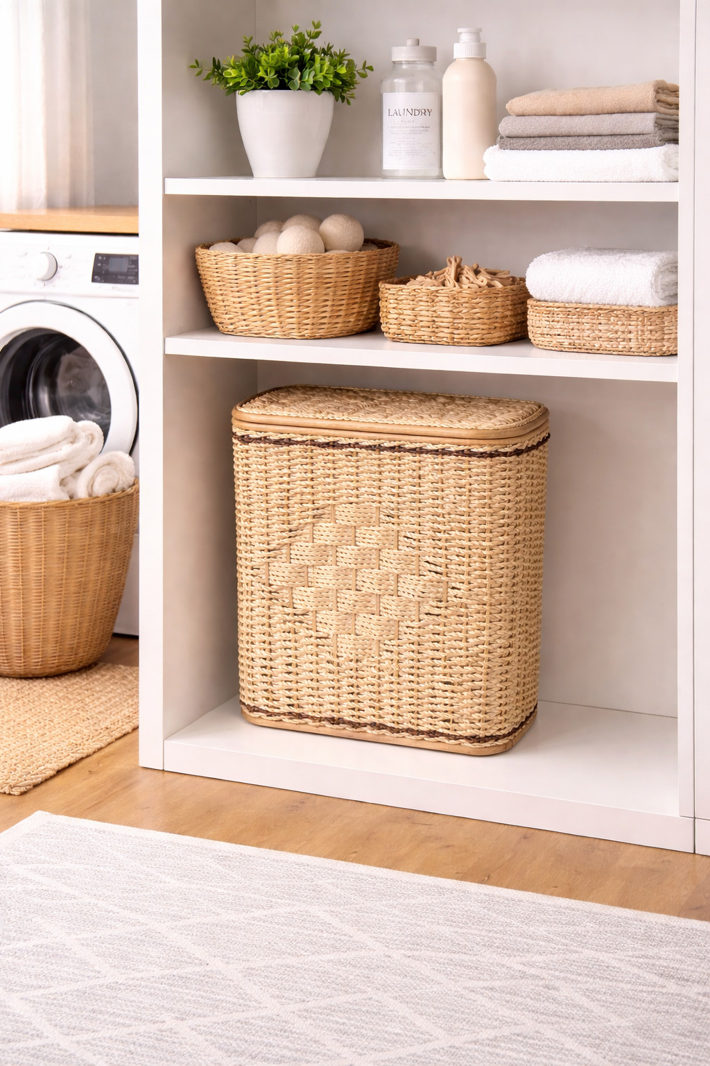 Rattan Hamper with Cover | Handmade Rattan Basket