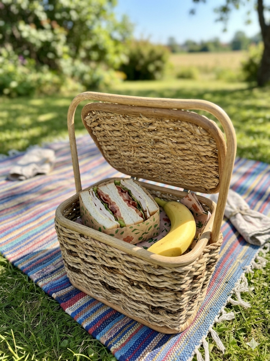 Natural Picnic Basket with Handle |  Handcrafted Buri Baskets