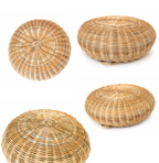 Natural Rattan Ottoman  | Handwoven Rattan Ottoman