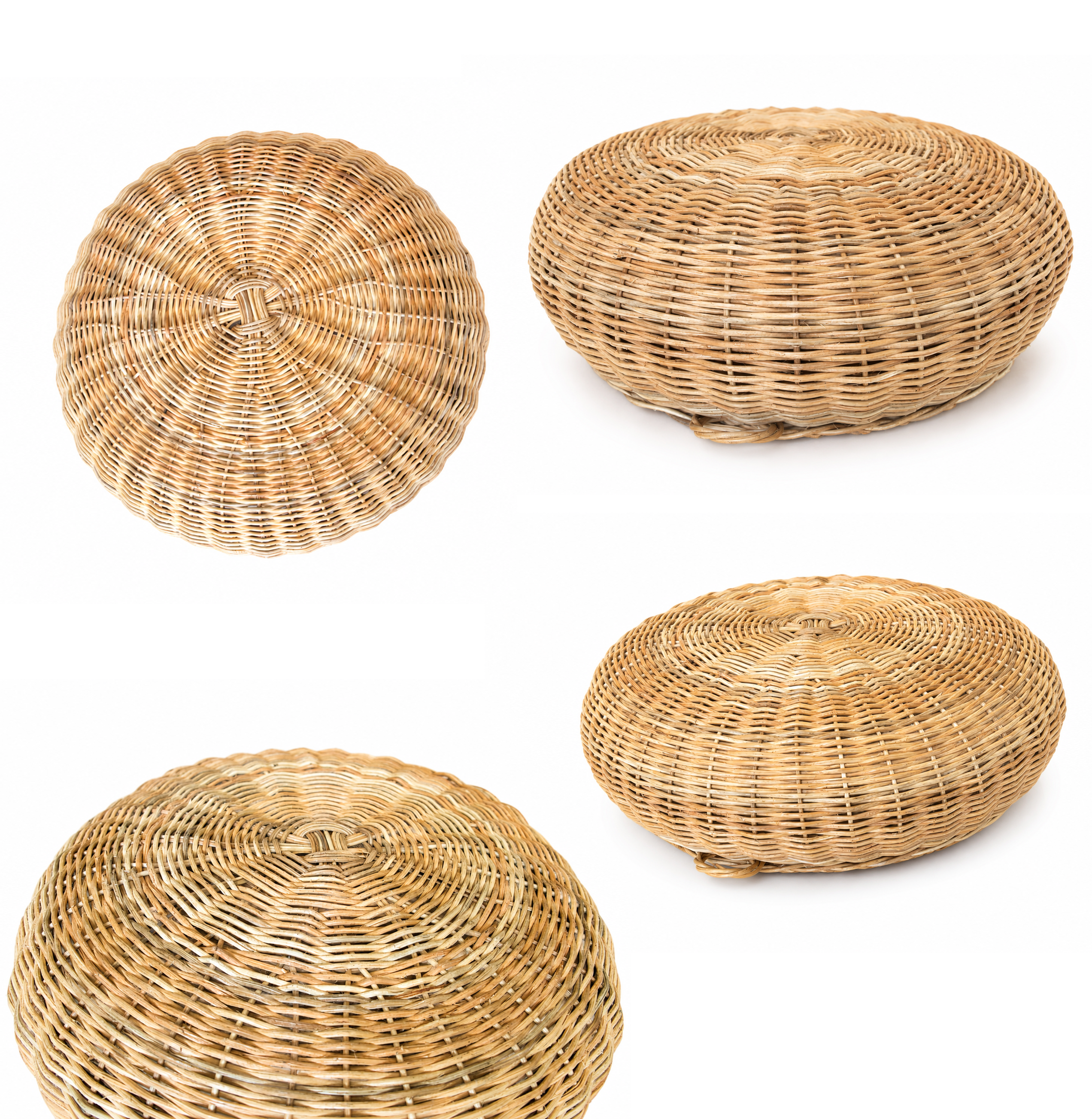 Natural Rattan Ottoman  | Handwoven Rattan Ottoman