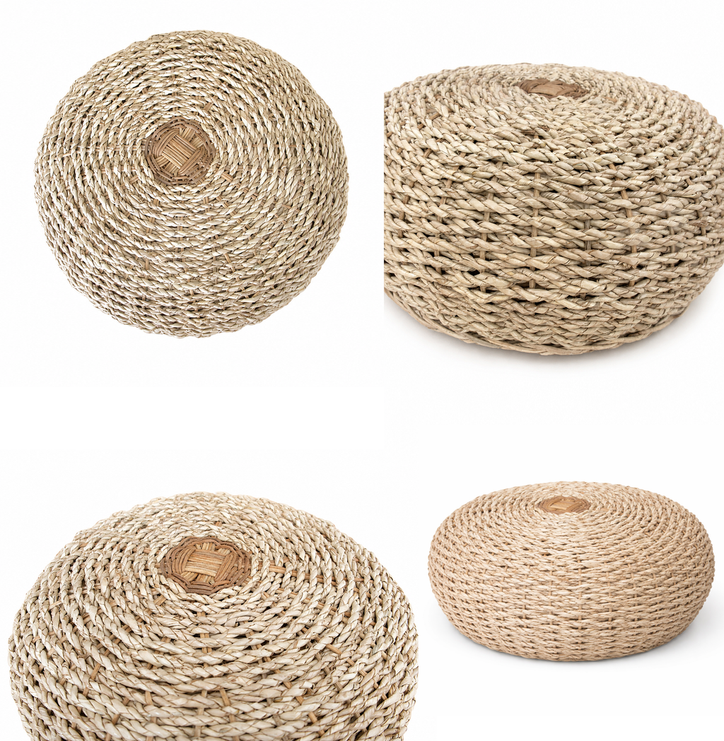 Natural Buri Ottoman | Handwoven Buri Ottoman