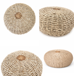 Natural Buri Ottoman | Handwoven Buri Ottoman
