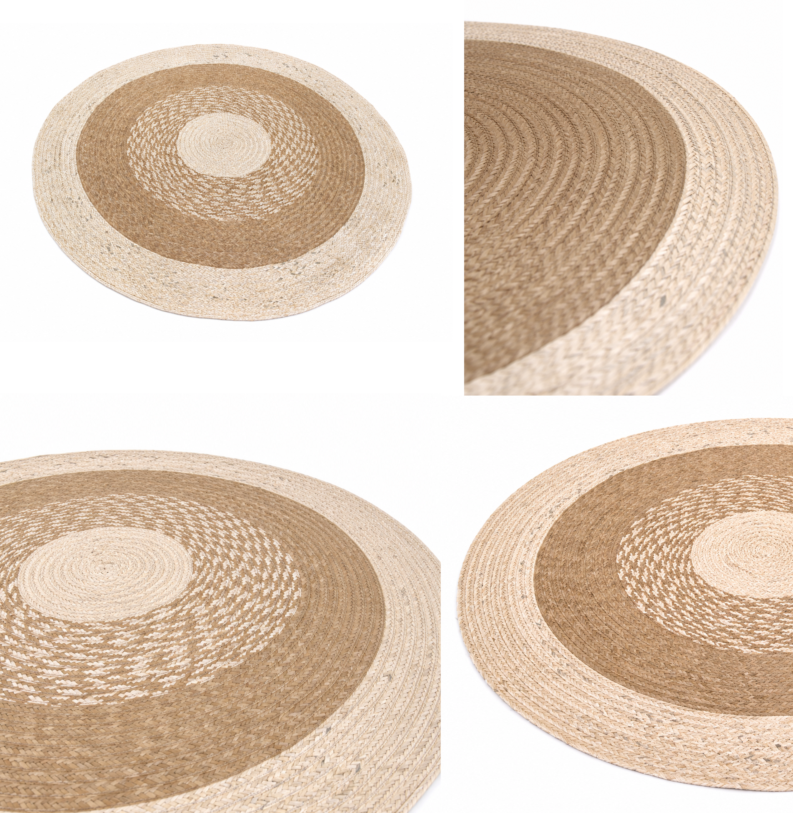 Multi-Tone Round Rug  | Handwoven Pandan Rug