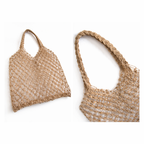 Mila | Natural Macramé Tote with Net Pattern | Handwoven Abaca Bag