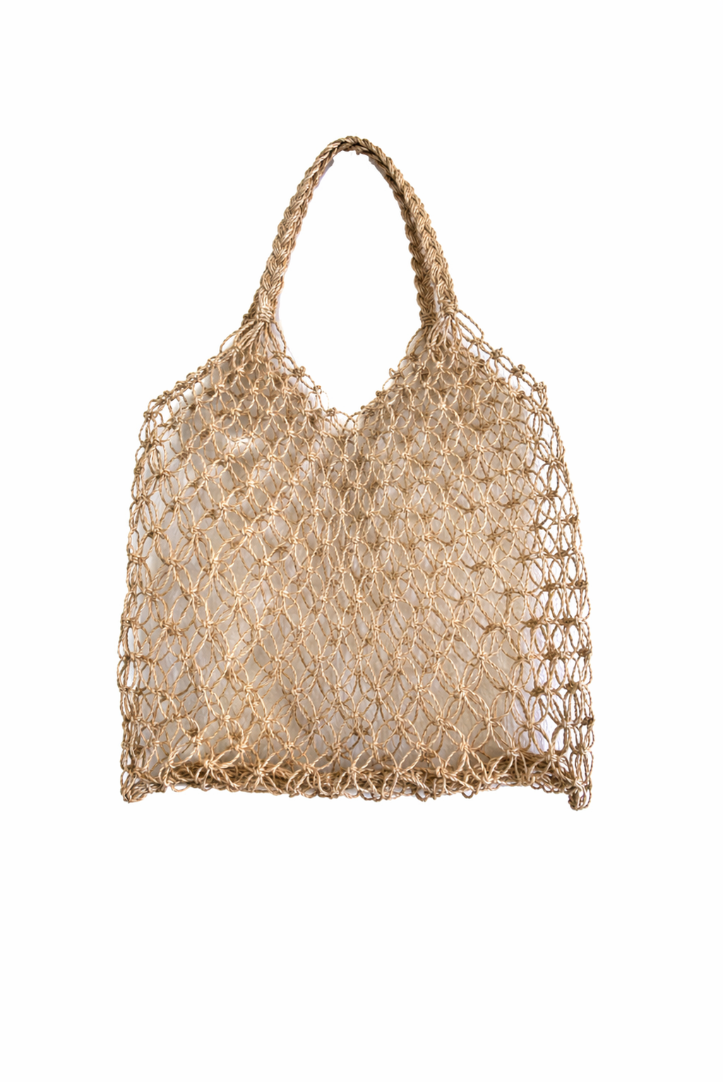 Mila | Natural Macramé Tote with Net Pattern | Handwoven Abaca Bag