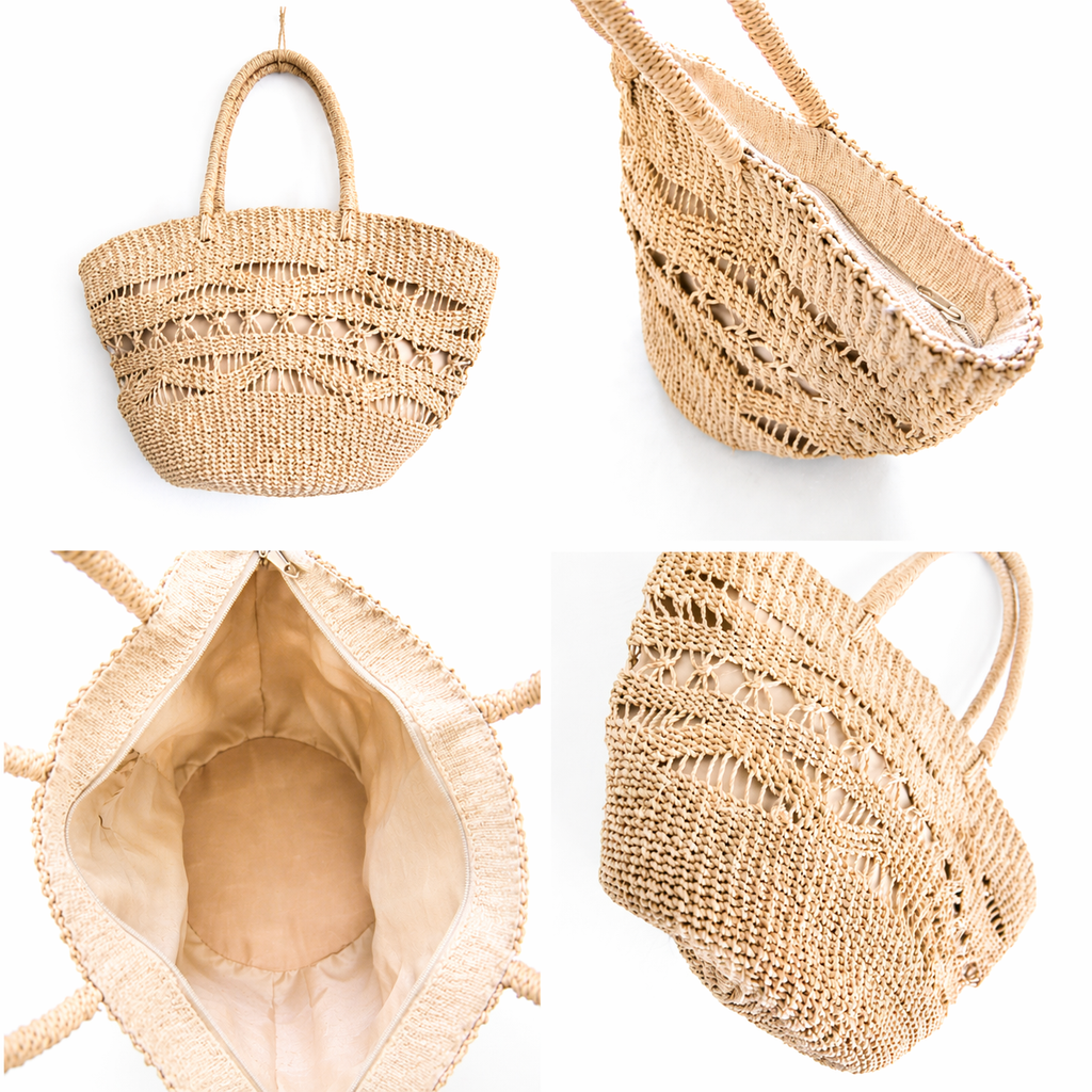 Ludy | Natural Woven Handbag with Patterns | Handcrafted Abaca Bag